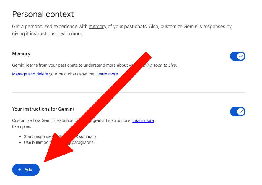gemini google saved info
